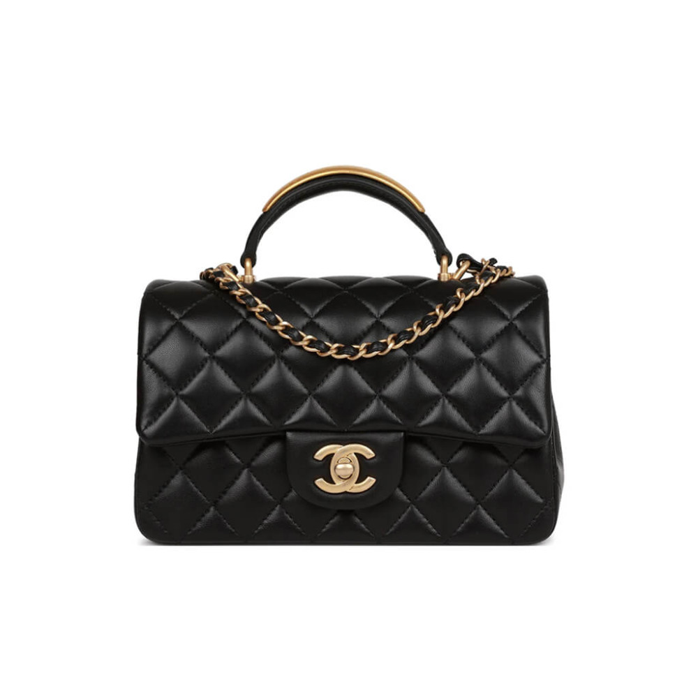 Chanel Mini Flap Bag With Gold Top Handle AS2431