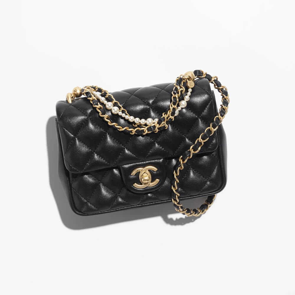 Chanel Mini Flap Bag with Pearl Top Handle Chain AS4385