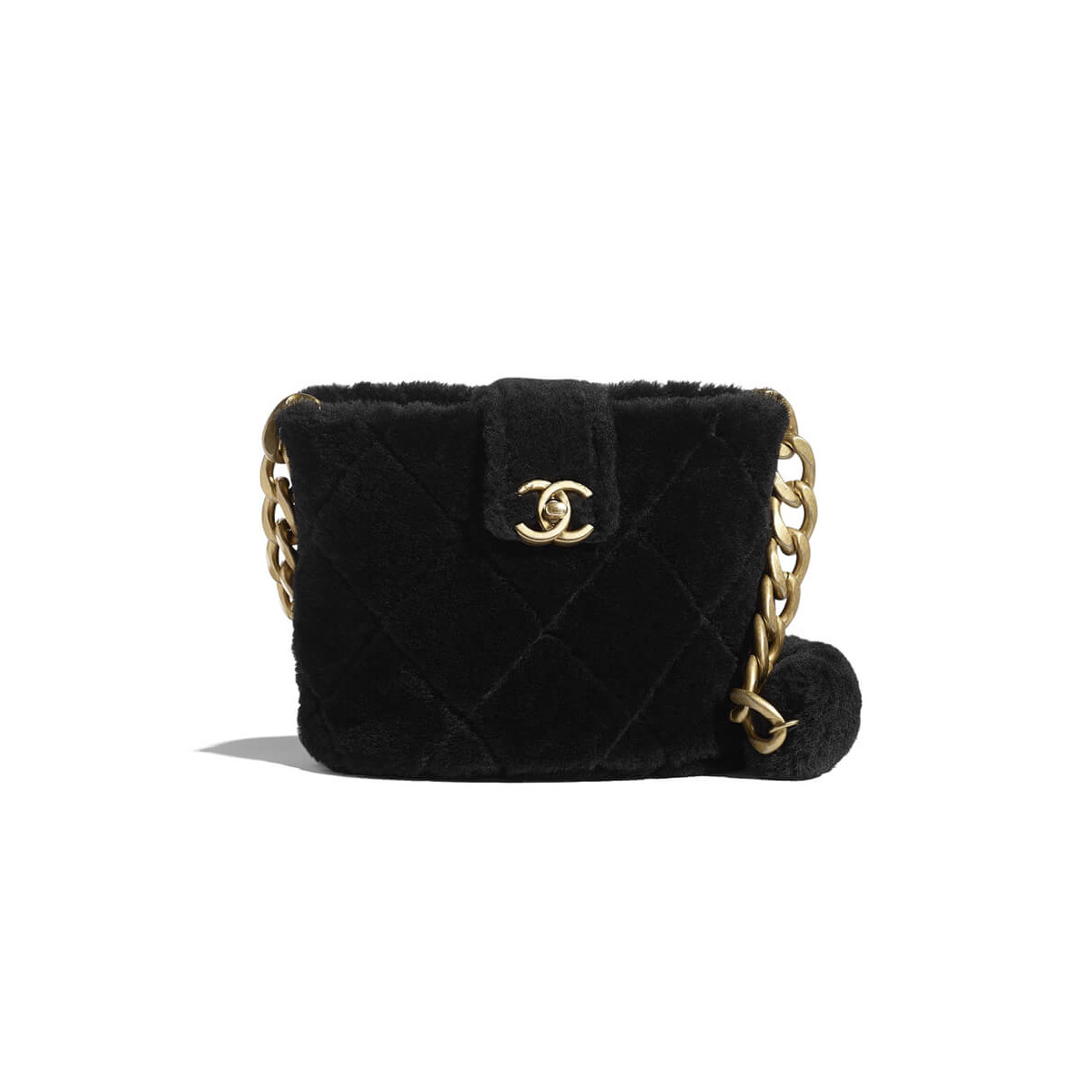 Chanel Shearling Lambskin Bucket Bag AS2241