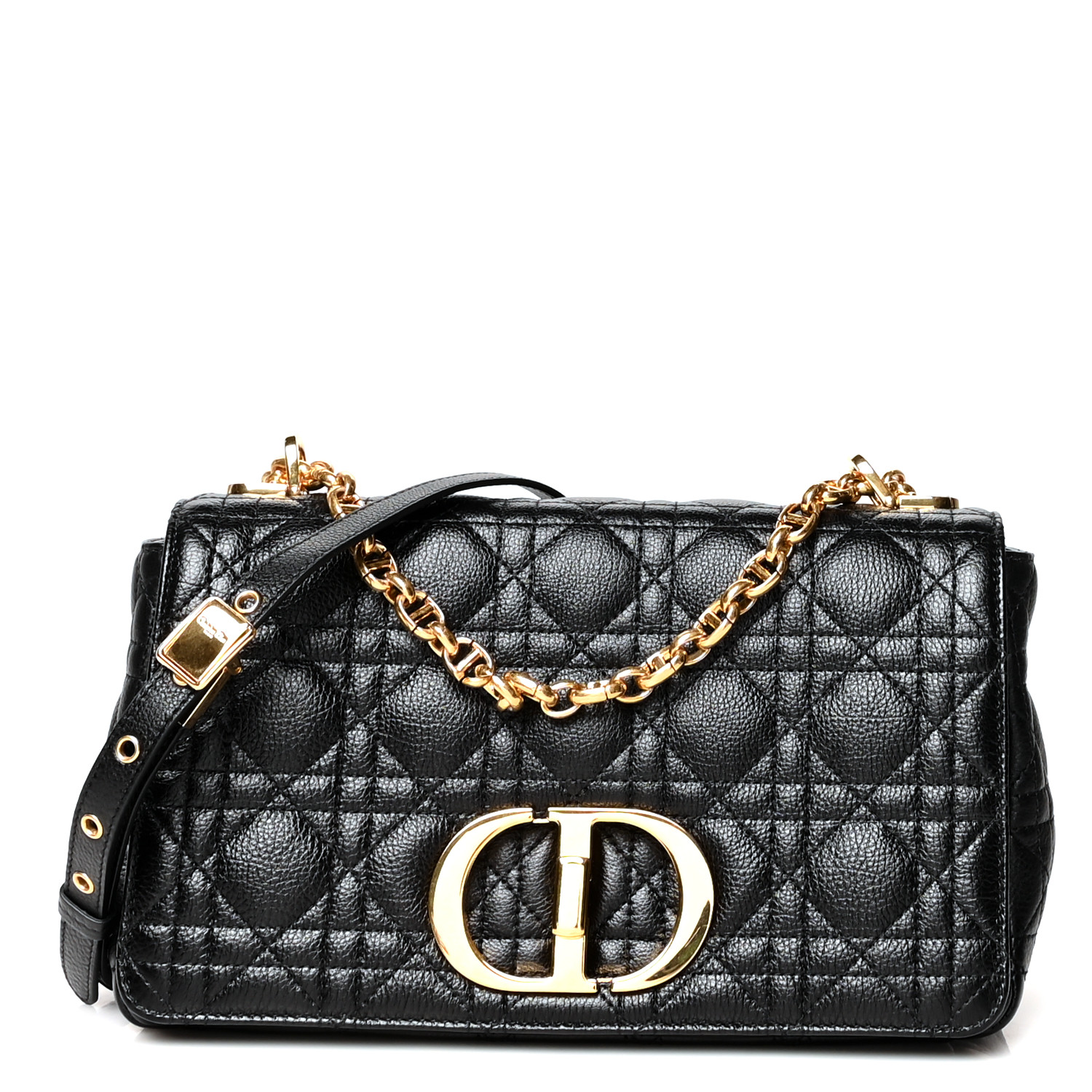 CHRISTIAN DIOR Calfskin Cannage Caro Bag Black