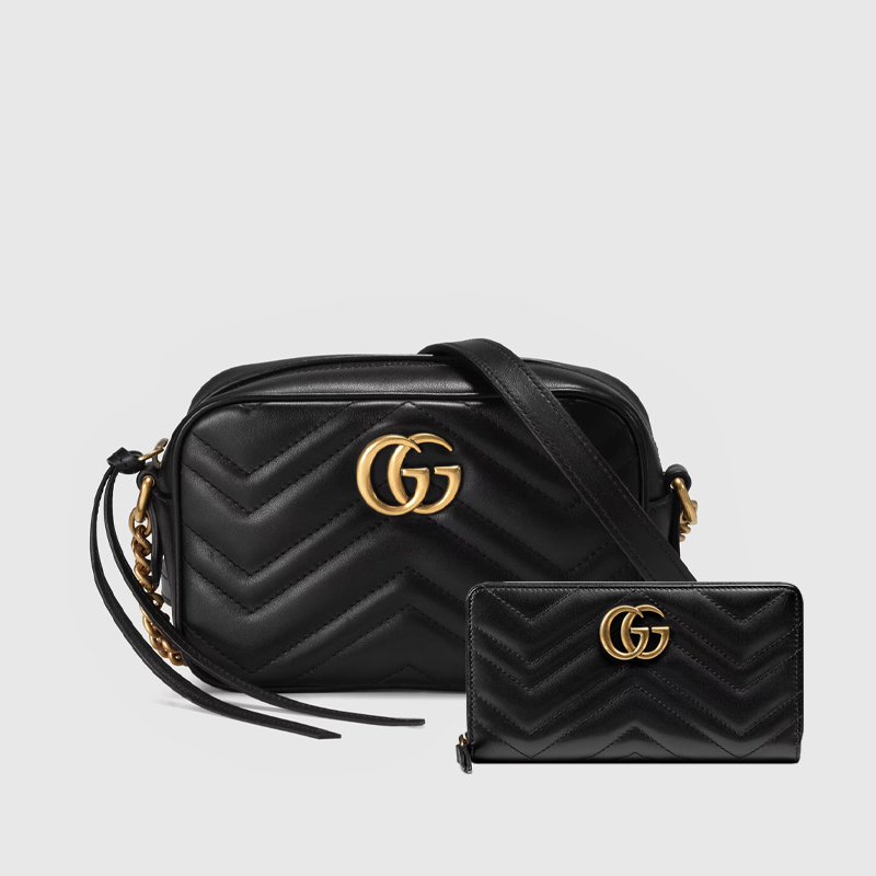 GG Marmont mini shoulder bag+GUCCI continental wallet