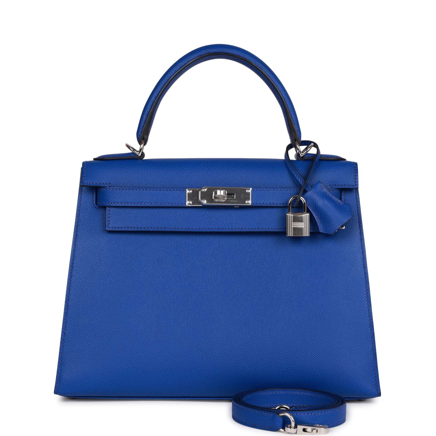 Hermès Bleu Royal Epsom Sellier Kelly 28cm Palladium Hardware