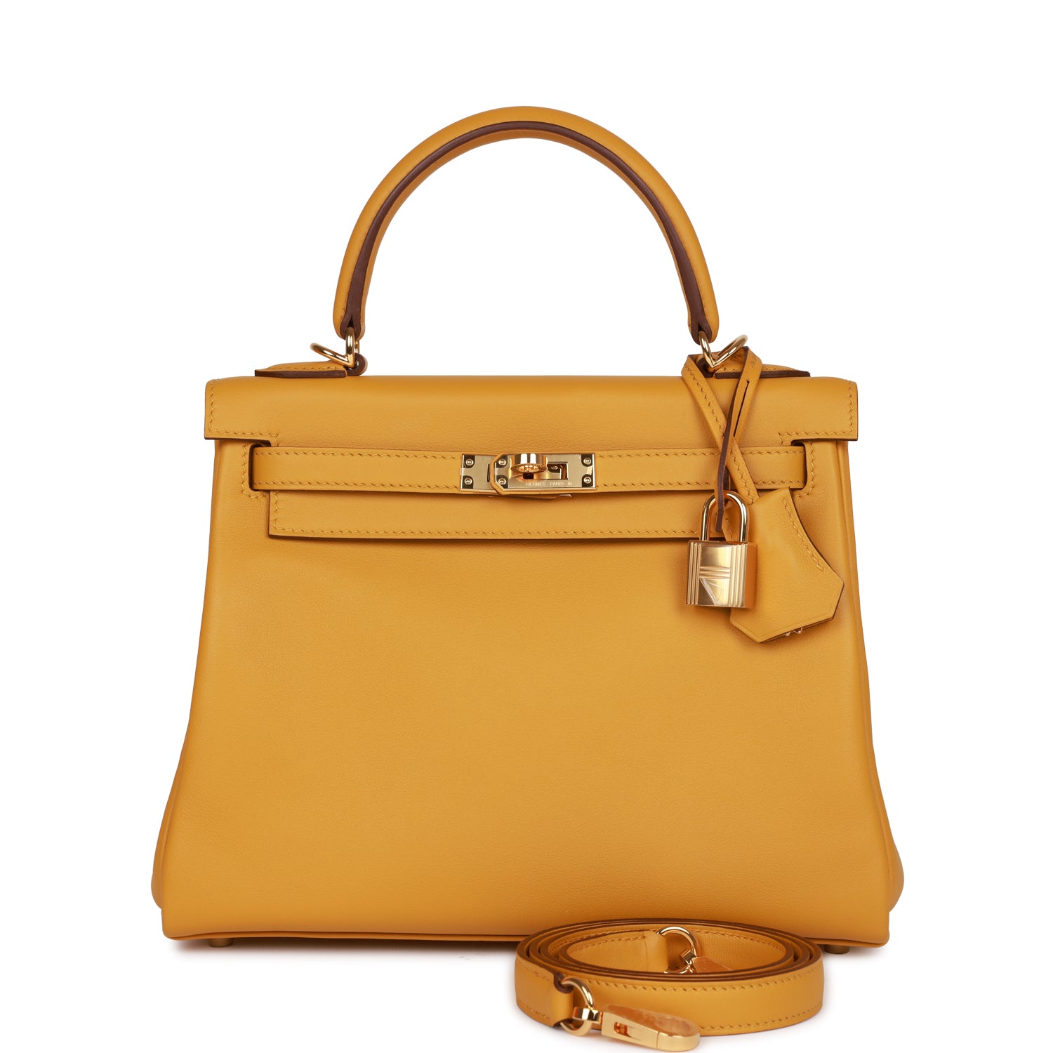 Hermès Kelly Retourne 25 Jaune Ambre Swift Gold Hardware