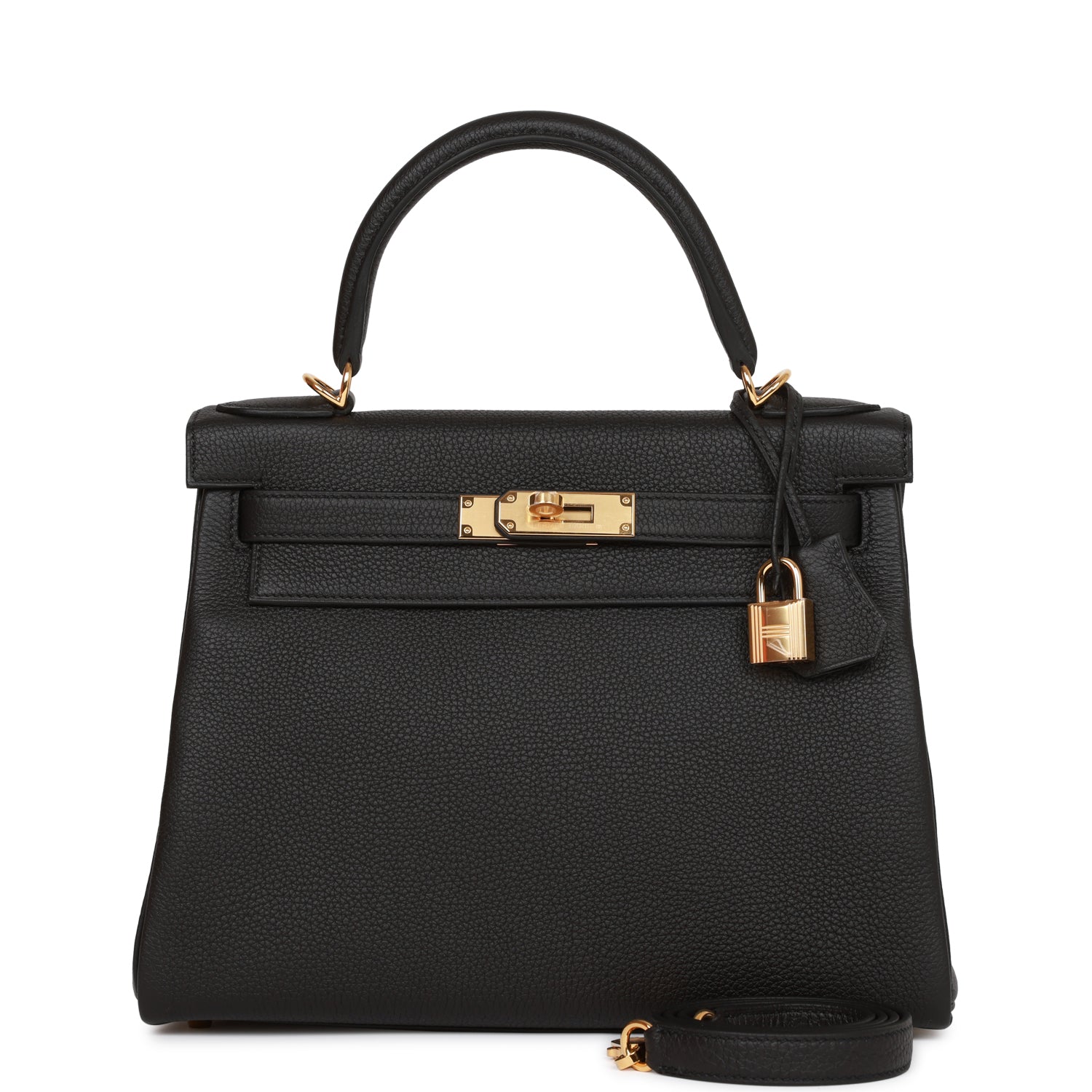 Hermès Kelly Retourne 28 Black Togo Gold Hardware