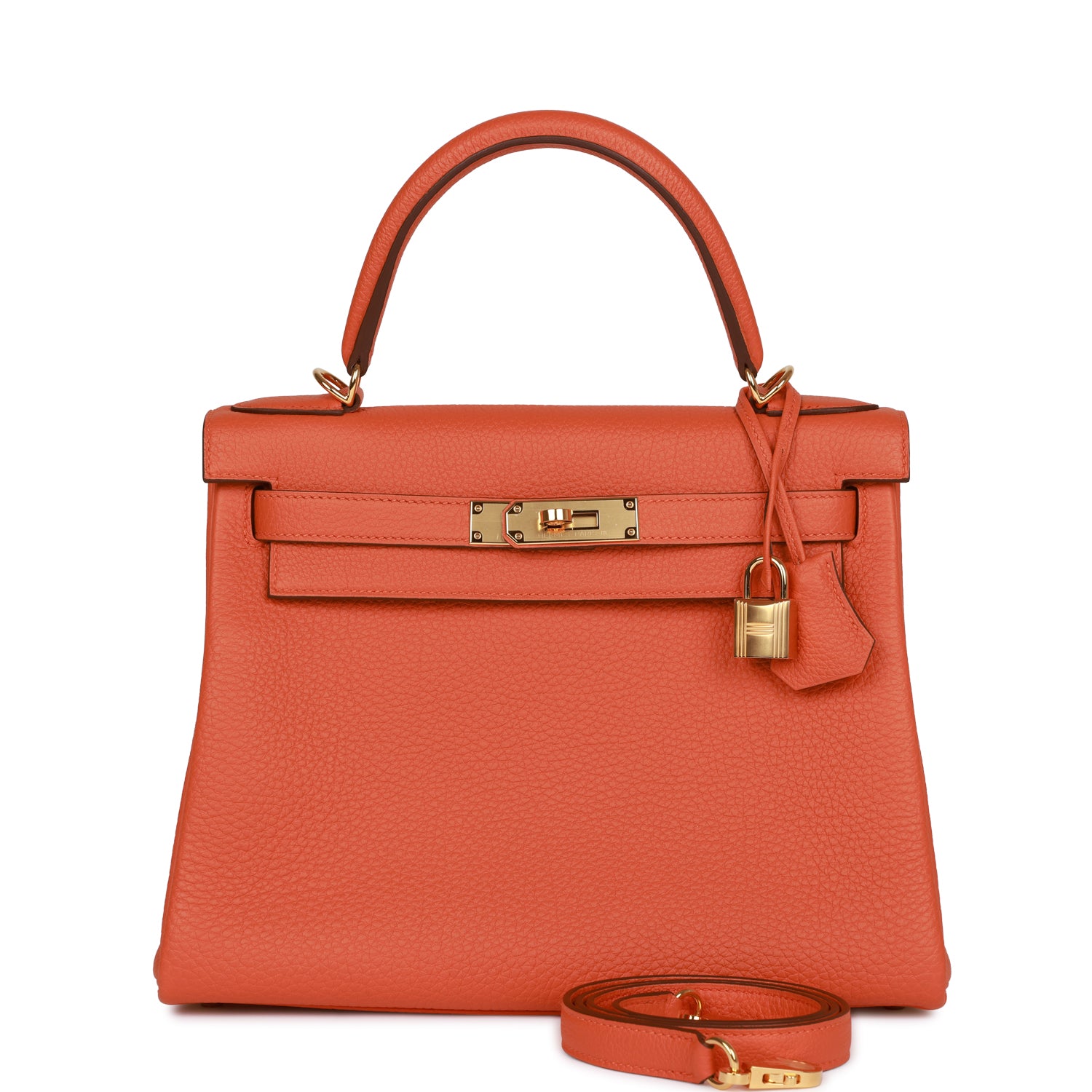 Hermès Kelly Retourne 28 Orange Togo Gold Hardware