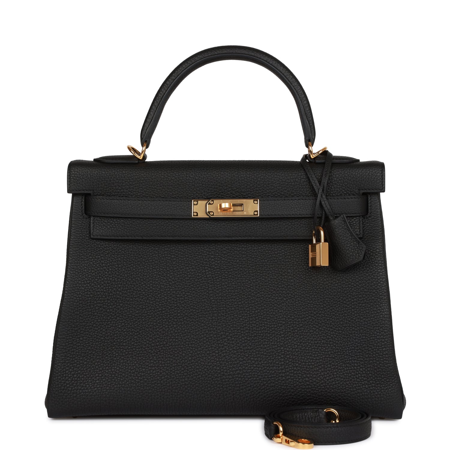 Hermès Kelly Retourne 32 Black Togo Gold Hardware