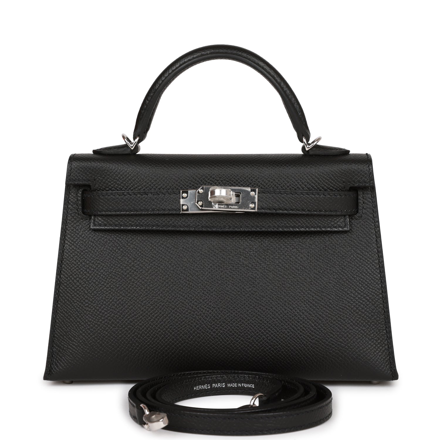 Hermès Kelly Sellier 20 Black Epsom Palladium Hardware