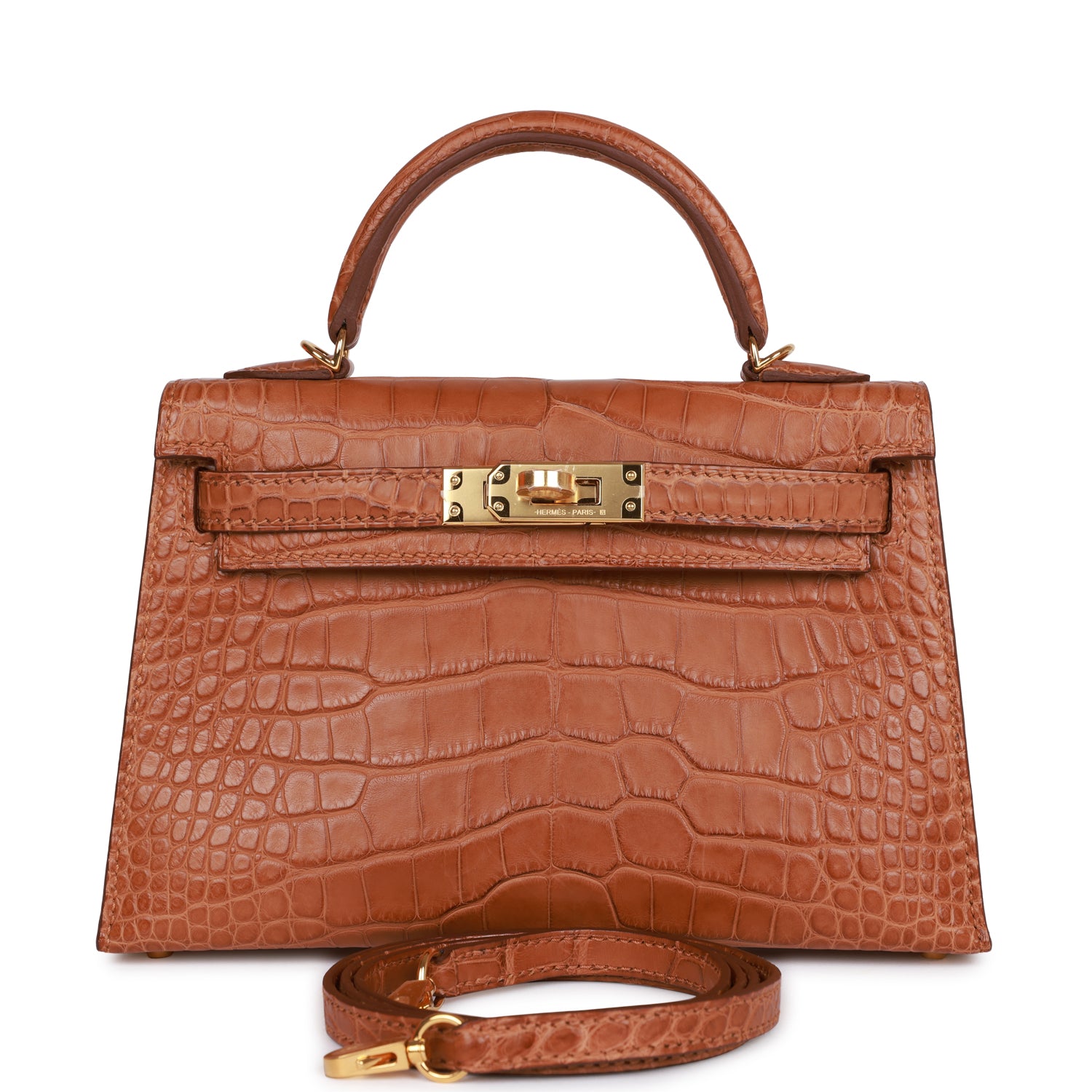 Hermès Kelly Sellier 20cm Gold Matte Alligator Gold Hardware