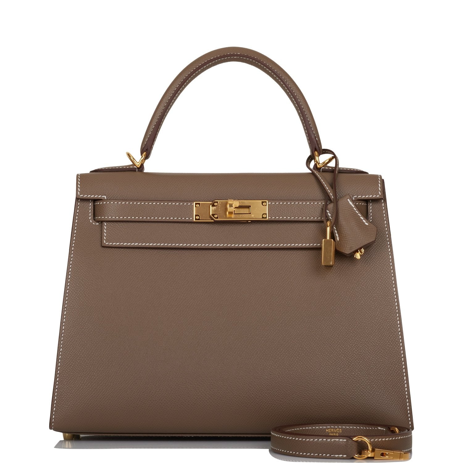 Hermès Kelly Sellier 28 Etoupe Epsom Gold Hardware