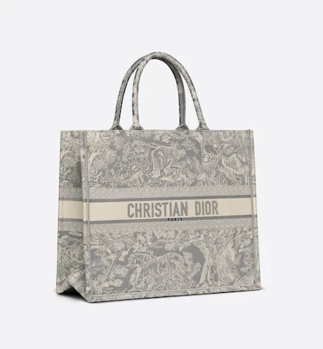 LARGE DIOR BOOK TOTE Gray Toile de  (42 x 35 x 18