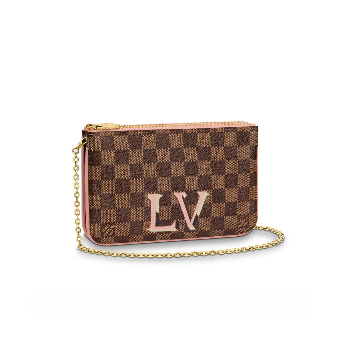 Louis Vuitton Damier Ebene Double Zip Pochette N60254