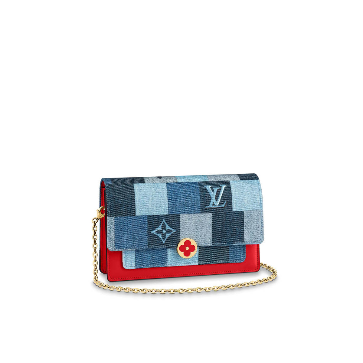 Louis Vuitton Monogram Denim Canvas Flore Chain Wallet M69036