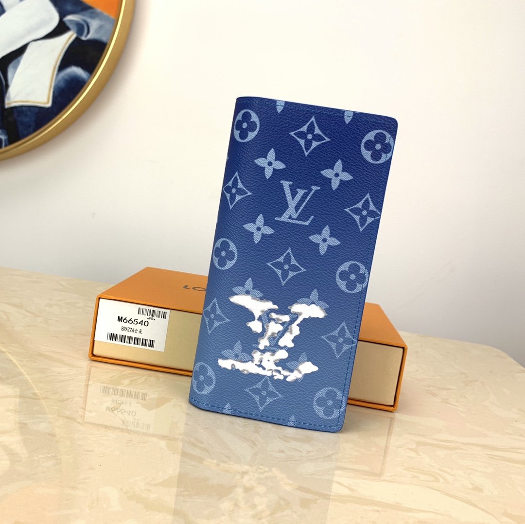 Louis Vuitton Monogram Brazza Wallet 19cm Blue – Fapert